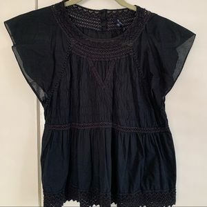 Madewell black cotton babydoll top